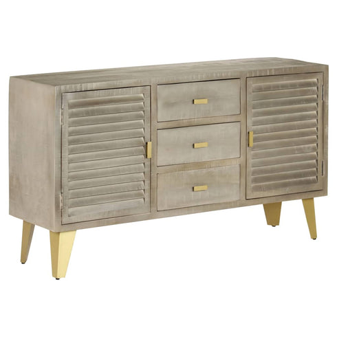 Rustika Rowe - Drawer Cabinet Solid Mango Wood Grey with Brass 140x40x80 cm