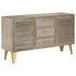 Rustika Rowe - Drawer Cabinet Solid Mango Wood Grey with Brass 140x40x80 cm