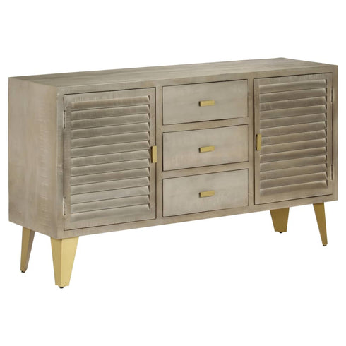 Rustika Rowe - Drawer Cabinet Solid Mango Wood Grey with Brass 140x40x80 cm