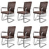 Swen Studio - Cantilever Dining Chairs 6 pcs Brown Faux Leather