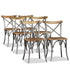 Swen Studio - Dining Chairs 6 pcs Solid Mango Wood and Steel Cross Back