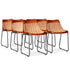 Swen Studio - Dining Chairs 6 pcs Brown and Beige Real Leather and Canvas