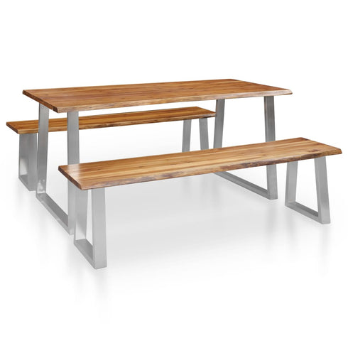 Rustika Rowe - 3 Piece Dining Set Solid Acacia Wood Brown