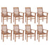 Swen Studio - 3072945 Stacking Dining Chairs 8 pcs Solid Teak Wood (2x44665)