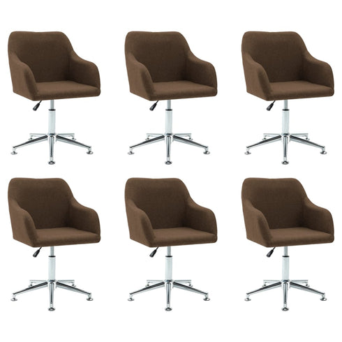 Swen Studio - Swivel Dining Chairs 6 pcs Brown Fabric (UK/IE/FI/NO only) (6x331501)