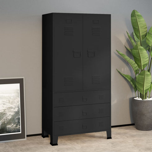 Lady Jillian - Industrial Wardrobe Black 90x50x180 cm Metal