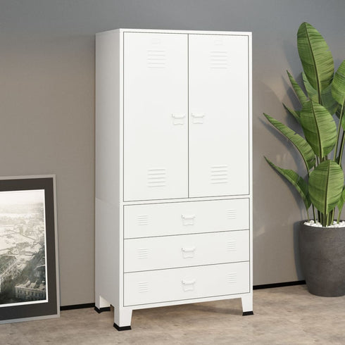 Lady Jillian - Industrial Wardrobe White 90x50x180 cm Metal