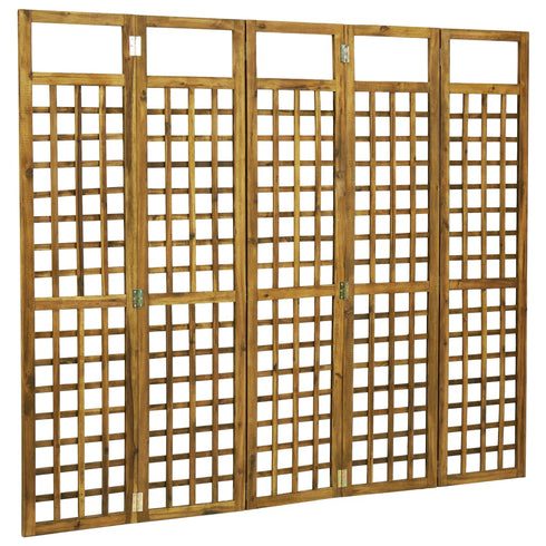 Rustika Rowe - 5Panel Room Divider/Trellis Solid Acacia Wood 200x170 cm