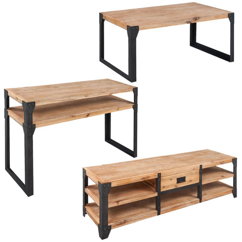 Rustika Rowe - Three Piece Living Room Furniture Set Solid Acacia Wood