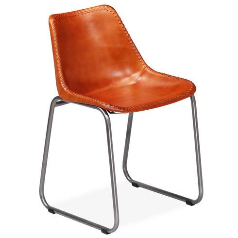 Swen Studio - Dining Chairs 6 pcs Brown Real Leather
