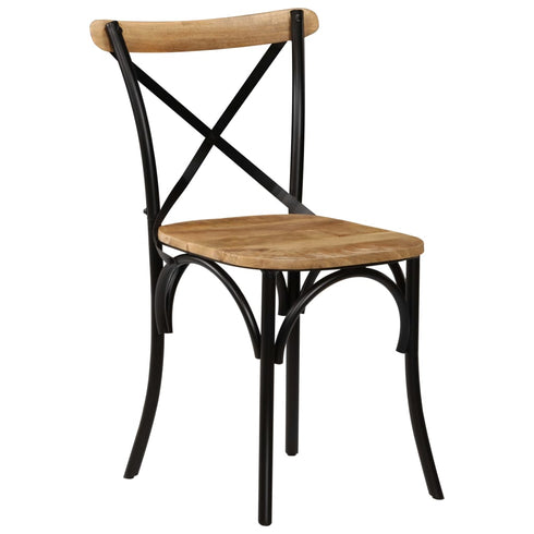 Swen Studio - Cross Chairs 6 pcs Black Solid Mango Wood