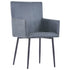 Swen Studio - Dining Chairs with Armrests 6 pcs Grey Faux Suede Leather