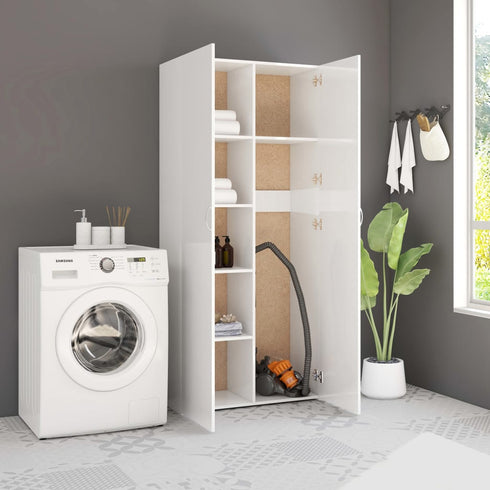 Swen Studio - Storage Cabinet High Gloss White 80x35.5x180 cm Chipboard