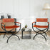 Swen Studio - Folding Chairs 2 pcs Black and Brown Real Leather