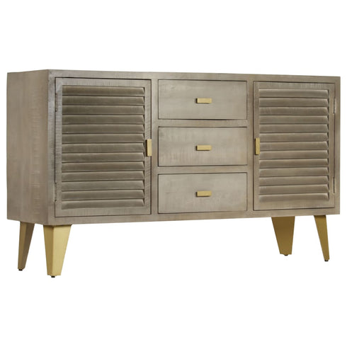 Rustika Rowe - Drawer Cabinet Solid Mango Wood Grey with Brass 140x40x80 cm