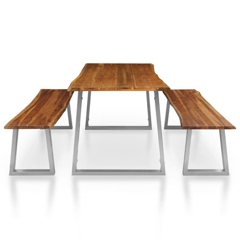 Rustika Rowe - 3 Piece Dining Set Solid Acacia Wood Brown
