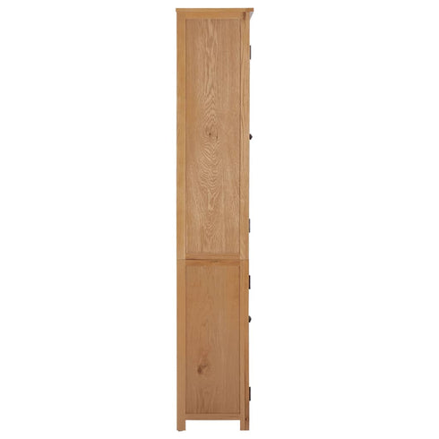 Maison Madeleine - Bookcase with 4 Doors 90x35x200 cm Solid Oak Wood and Glass