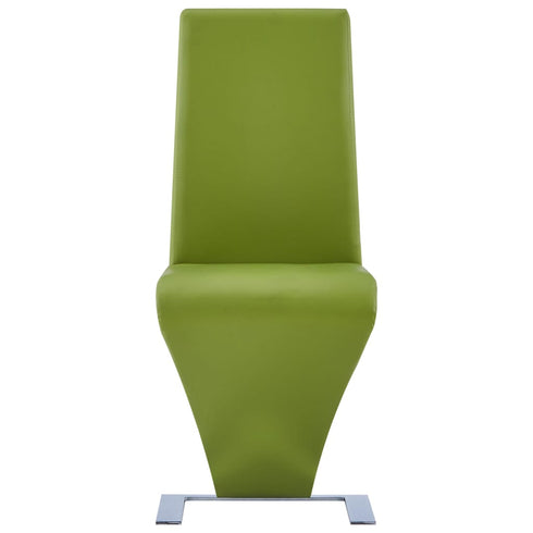 Swen Studio - Dining Chairs with Zigzag Shape 6 pcs Green Faux Leather