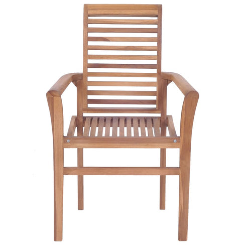 Swen Studio - 3072944 Stacking Dining Chairs 6 pcs Solid Teak Wood (44664+44665)