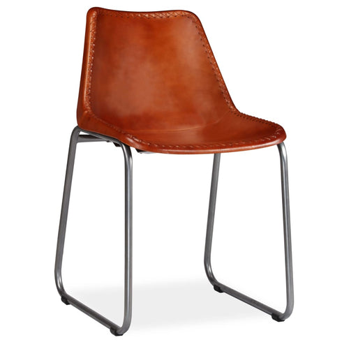 Swen Studio - Dining Chairs 4 pcs Brown Real Leather