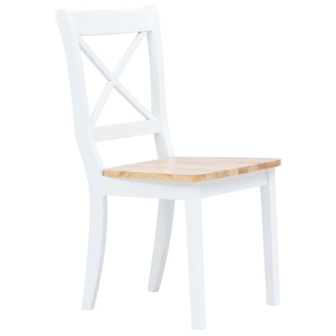 Maison Madeleine - 5 Piece Dining Set Solid Rubber Wood White and Brown