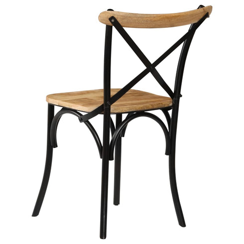 Swen Studio - Cross Chairs 6 pcs Black Solid Mango Wood