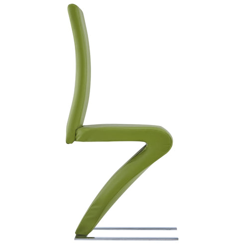 Swen Studio - Dining Chairs with Zigzag Shape 6 pcs Green Faux Leather