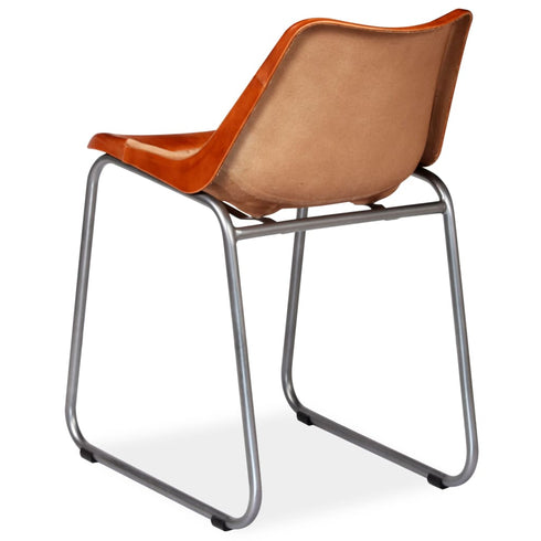 Swen Studio - Dining Chairs 6 pcs Brown and Beige Real Leather and Canvas