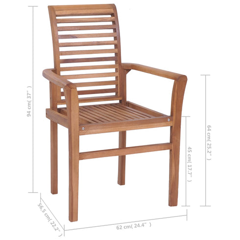 Swen Studio - 3072944 Stacking Dining Chairs 6 pcs Solid Teak Wood (44664+44665)