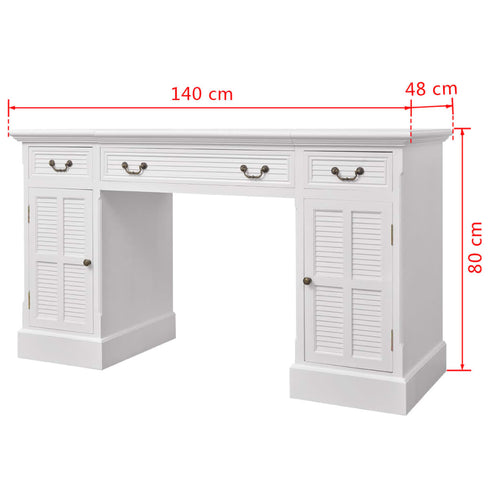 Maison Madeleine - Double Pedestal Desk White 140x48x80 cm