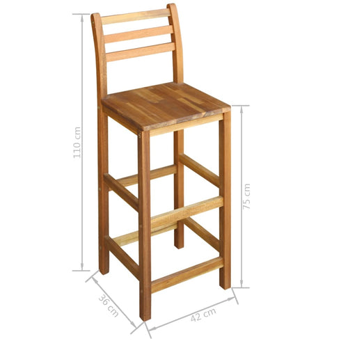 Maison Madeleine - Bar Table and Chair Set 7 Pieces Solid Acacia Wood