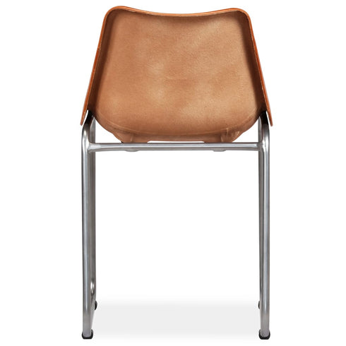 Swen Studio - Dining Chairs 6 pcs Brown and Beige Real Leather and Canvas
