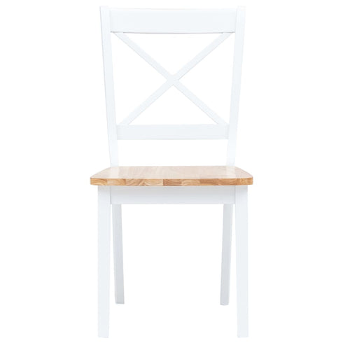 Maison Madeleine - 5 Piece Dining Set Solid Rubber Wood White and Brown