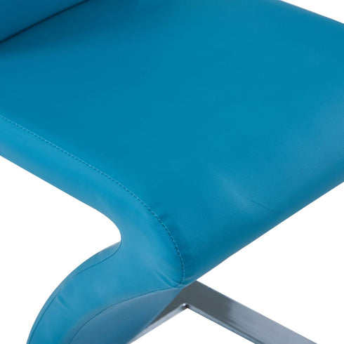 Swen Studio - Dining Chairs with Zigzag Shape 6 pcs Blue Faux Leather
