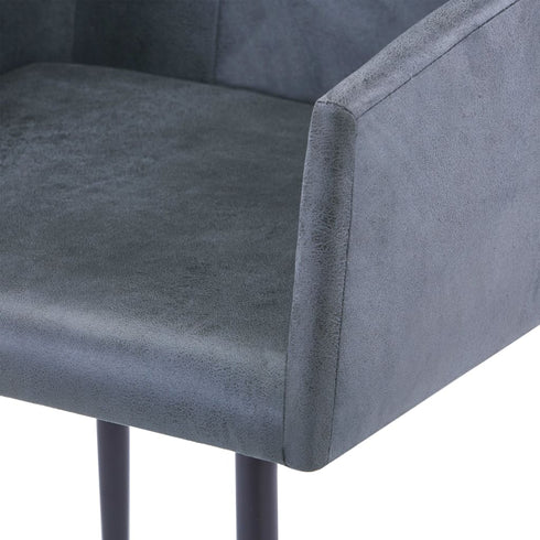 Swen Studio - Dining Chairs with Armrests 6 pcs Grey Faux Suede Leather