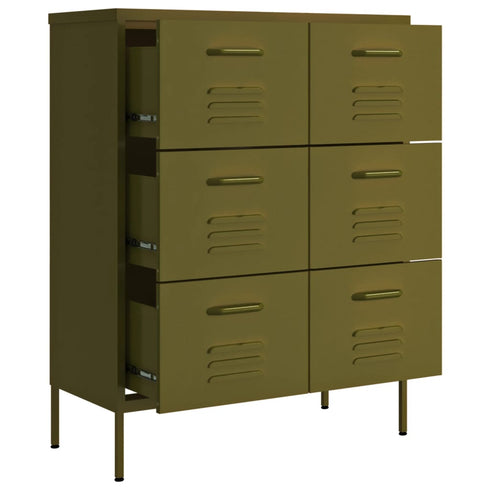 Lady Jillian - Drawer Cabinet Olive Green 80x35x101,5 cm Steel