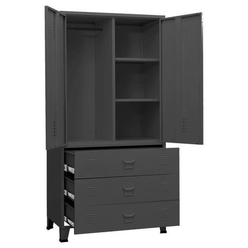 Lady Jillian - Industrial Wardrobe Anthracite 90x50x180 cm Metal