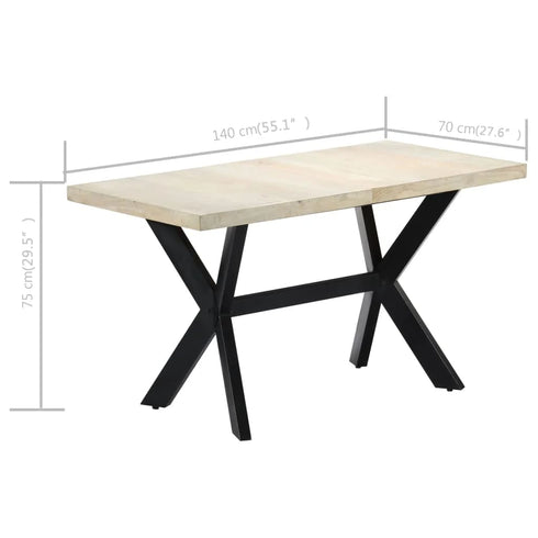 Rustika Rowe - Dining Table 140x70x75 cm Solid Bleached Mango Wood