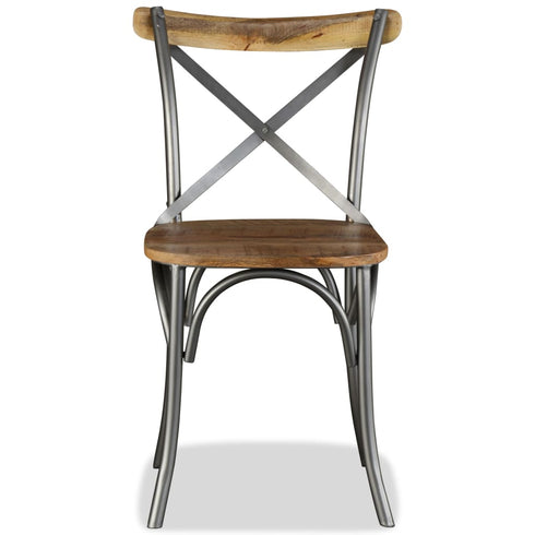 Swen Studio - Dining Chairs 6 pcs Solid Mango Wood and Steel Cross Back