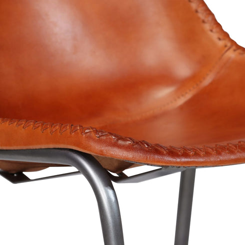 Swen Studio - Dining Chairs 4 pcs Brown Real Leather
