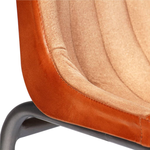 Swen Studio - Dining Chairs 6 pcs Brown and Beige Real Leather and Canvas