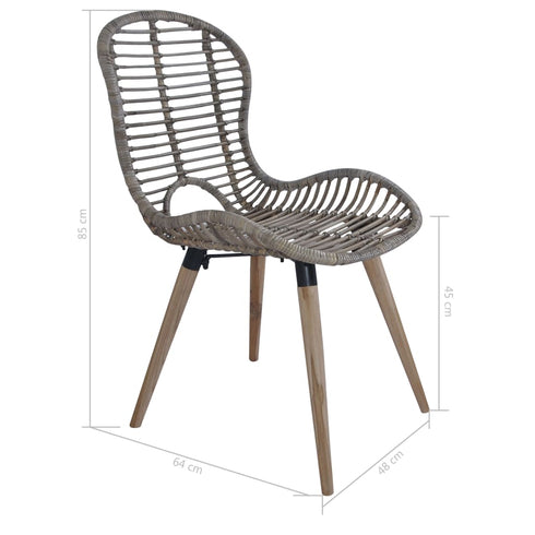 Swen Studio - Dining Chairs 6 pcs Brown Natural Rattan