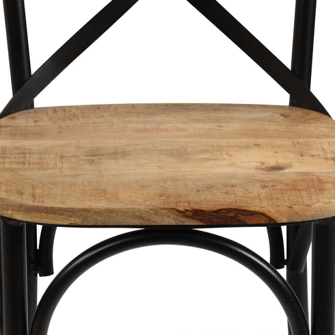 Swen Studio - Cross Chairs 6 pcs Black Solid Mango Wood