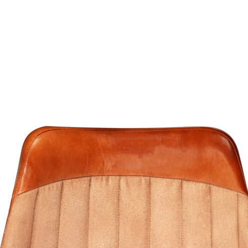 Swen Studio - Dining Chairs 6 pcs Brown and Beige Real Leather and Canvas