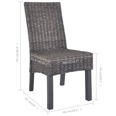 Swen Studio - Dining Chairs 6 pcs Brown Kubu Rattan and Mango Wood (3x246655)