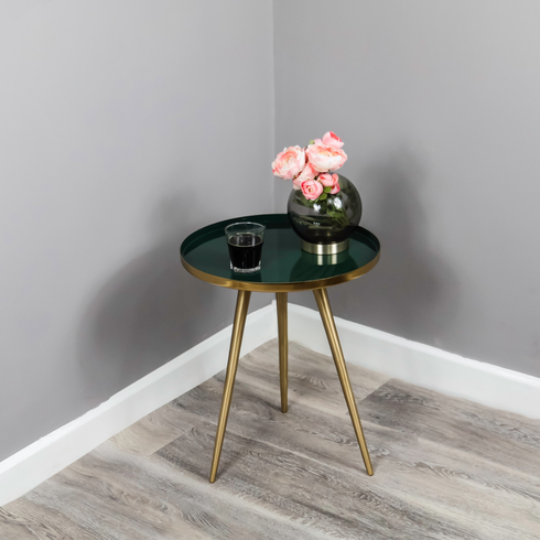 Native Home Lifestyle Side Table Green Enamel Tray