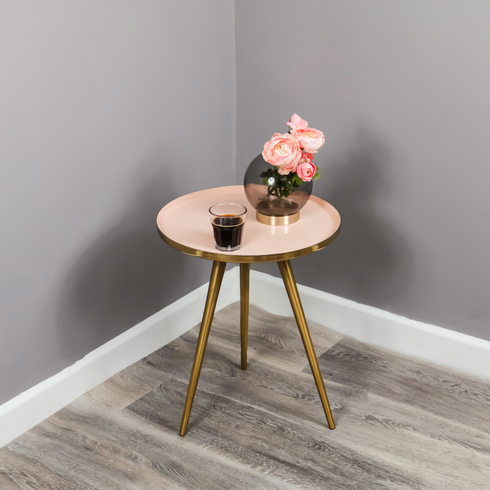 Native Home Lifestyle Side Table Pink Enamel Tray