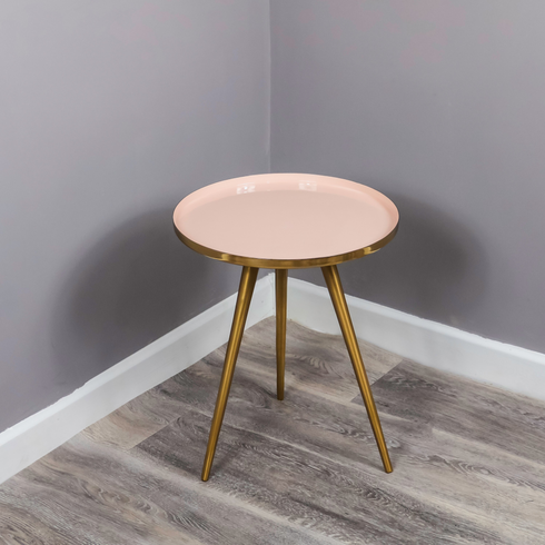 Native Home Lifestyle Side Table Pink Enamel Tray