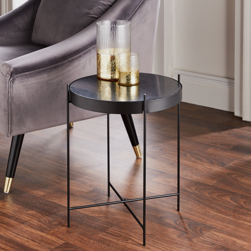 Native Home Lifestyle Black Marble Side Table